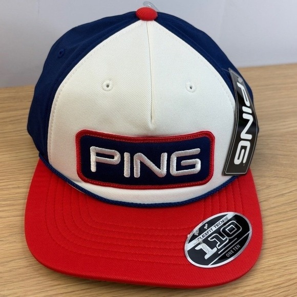 Ping Other - PING Flexfit 110 Snapback Golf Hat OSFM Blue White Red Rope Cap New